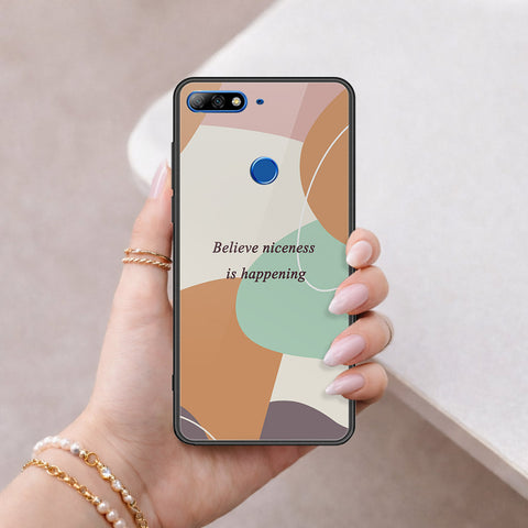 Huawei Y7 2018 Cover - Happy Series - HQ Ultra Shine Premium Infinity Glass Soft Silicon Borders Case