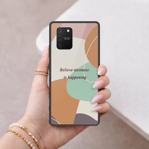 Samsung Galaxy A91 Cover - Happy Series - HQ Ultra Shine Premium Infinity Glass Soft Silicon Borders Case
