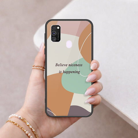 Samsung Galaxy M21 Cover - Happy Series - HQ Ultra Shine Premium Infinity Glass Soft Silicon Borders Case