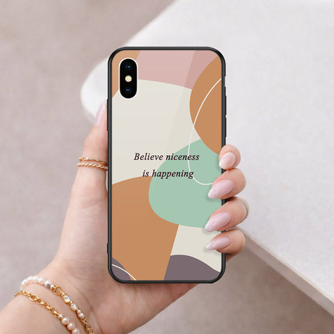 iPhone XS / X - Happy Series - HQ Ultra Shine Premium Infinity Glass Soft Silicon Borders Case