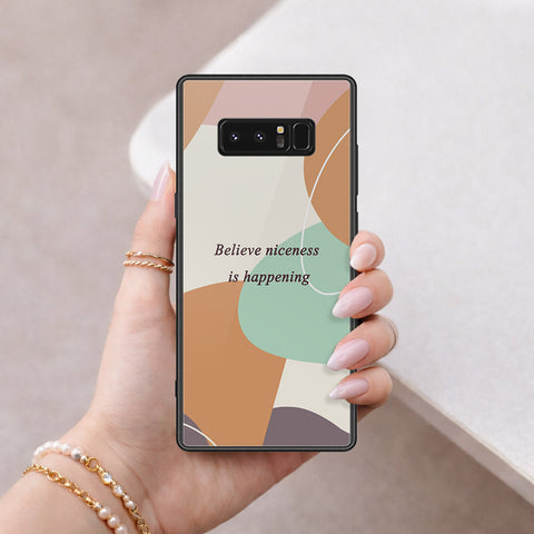 Samsung Galaxy Note 8 Cover - Happy Series - HQ Ultra Shine Premium Infinity Glass Soft Silicon Borders Case