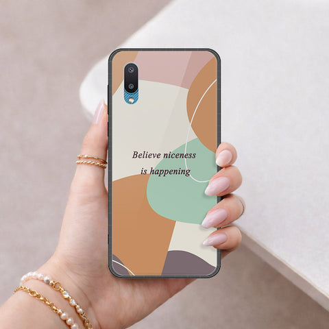 Samsung Galaxy A02 Cover - Happy Series - HQ Ultra Shine Premium Infinity Glass Soft Silicon Borders Case