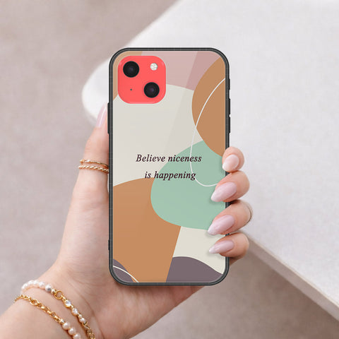 iPhone 13 Mini Cover - Happy Series - HQ Ultra Shine Premium Infinity Glass Soft Silicon Borders Case