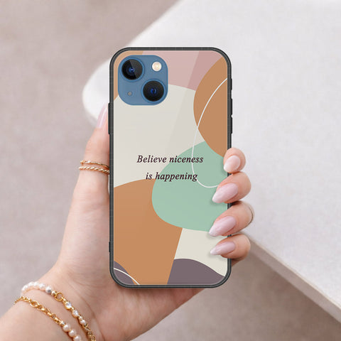 iPhone 13 Cover - Happy Series - HQ Ultra Shine Premium Infinity Glass Soft Silicon Borders Case
