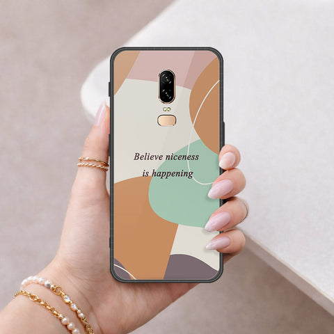 OnePlus 6 Cover - Happy Series - HQ Ultra Shine Premium Infinity Glass Soft Silicon Borders Case