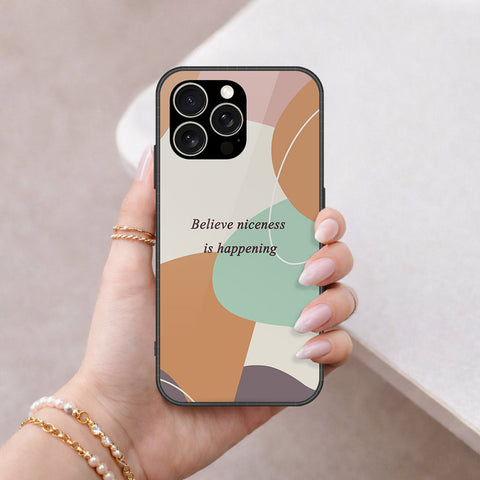 IPhone 15 Pro Max Cover - Happy Series - HQ Ultra Shine Premium Infinity Glass Soft Silicon Borders Case