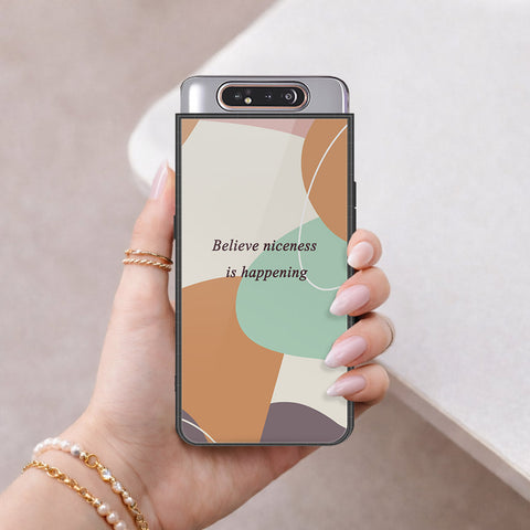 Samsung Galaxy A80 Cover - Happy Series - HQ Ultra Shine Premium Infinity Glass Soft Silicon Borders Case
