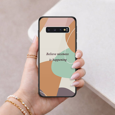 Samsung Galaxy S10 Cover - Happy Series - HQ Ultra Shine Premium Infinity Glass Soft Silicon Borders Case