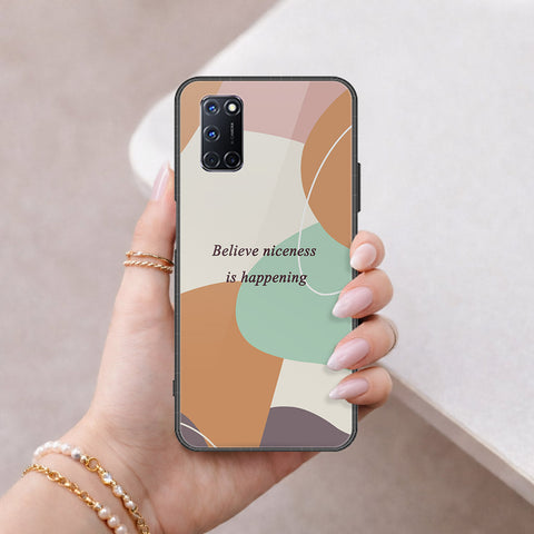 Oppo A92 Cover - Happy Series - HQ Ultra Shine Premium Infinity Glass Soft Silicon Borders Case