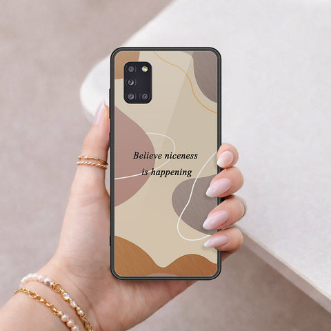 Samsung Galaxy A31 Cover - Happy Series - HQ Ultra Shine Premium Infinity Glass Soft Silicon Borders Case