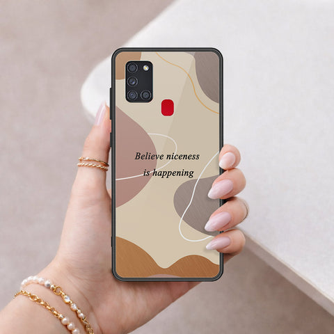 Samsung Galaxy A21s Cover - Happy Series - HQ Ultra Shine Premium Infinity Glass Soft Silicon Borders Case