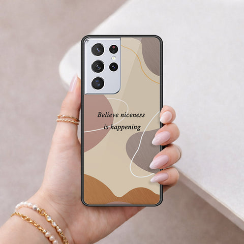 Samsung Galaxy S21 Ultra 5G Cover - Happy Series - HQ Ultra Shine Premium Infinity Glass Soft Silicon Borders Case