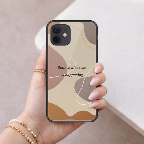 iPhone 12 Mini Cover - Happy Series - HQ Ultra Shine Premium Infinity Glass Soft Silicon Borders Case