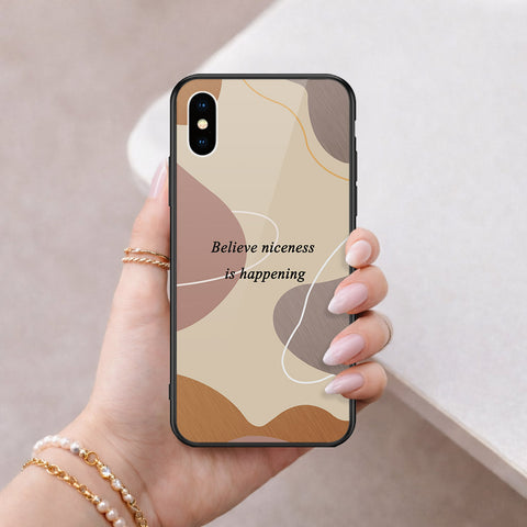 iPhone XS / X - Happy Series - HQ Ultra Shine Premium Infinity Glass Soft Silicon Borders Case