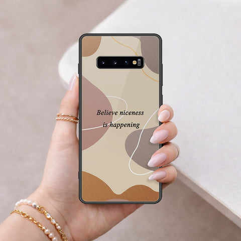 Samsung Galaxy S10 Plus Cover - Happy Series - HQ Ultra Shine Premium Infinity Glass Soft Silicon Borders Case