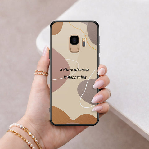 Samsung Galaxy S9 Cover - Happy Series - HQ Ultra Shine Premium Infinity Glass Soft Silicon Borders Case