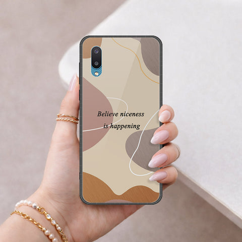 Samsung Galaxy A02 Cover - Happy Series - HQ Ultra Shine Premium Infinity Glass Soft Silicon Borders Case