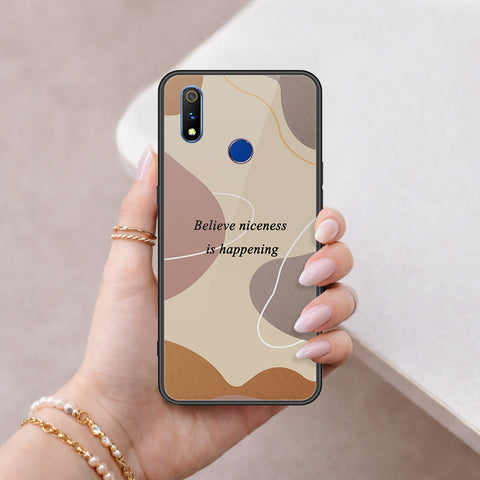Realme 3 Cover - Happy Series - HQ Ultra Shine Premium Infinity Glass Soft Silicon Borders Case