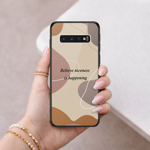 Samsung Galaxy S10 Cover - Happy Series - HQ Ultra Shine Premium Infinity Glass Soft Silicon Borders Case