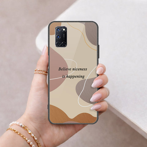 Oppo A92 Cover - Happy Series - HQ Ultra Shine Premium Infinity Glass Soft Silicon Borders Case
