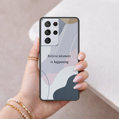 Samsung Galaxy S21 Ultra 5G Cover - Happy Series - HQ Ultra Shine Premium Infinity Glass Soft Silicon Borders Case