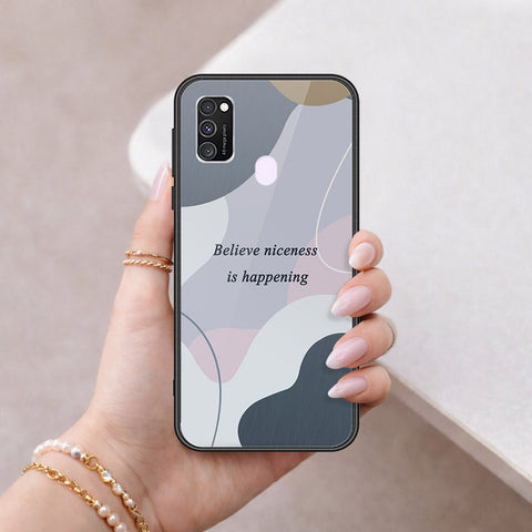 Samsung Galaxy M21 Cover - Happy Series - HQ Ultra Shine Premium Infinity Glass Soft Silicon Borders Case