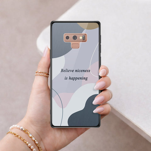Samsung Galaxy Note 9 Cover - Happy Series - HQ Ultra Shine Premium Infinity Glass Soft Silicon Borders Case