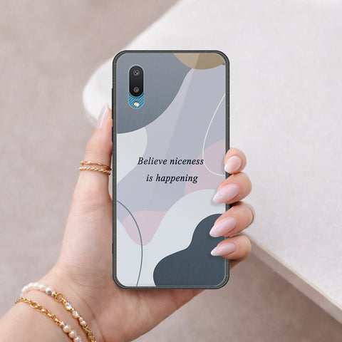 Samsung Galaxy A02 Cover - Happy Series - HQ Ultra Shine Premium Infinity Glass Soft Silicon Borders Case