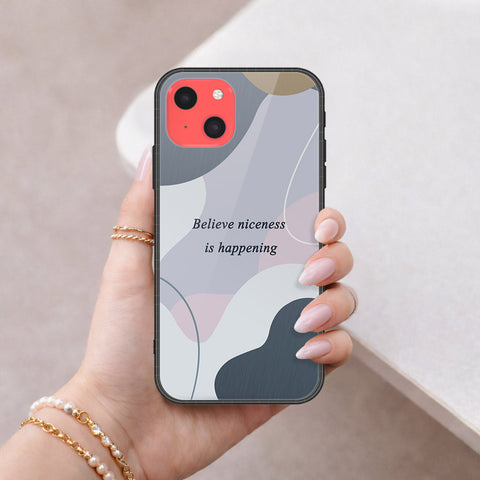 iPhone 13 Mini Cover - Happy Series - HQ Ultra Shine Premium Infinity Glass Soft Silicon Borders Case