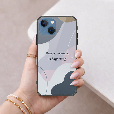 iPhone 13 Cover - Happy Series - HQ Ultra Shine Premium Infinity Glass Soft Silicon Borders Case