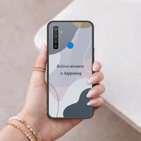 Realme 5 Cover - Happy Series - HQ Ultra Shine Premium Infinity Glass Soft Silicon Borders Case