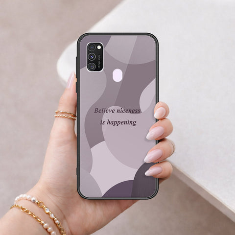 Samsung Galaxy M21 Cover - Happy Series - HQ Ultra Shine Premium Infinity Glass Soft Silicon Borders Case