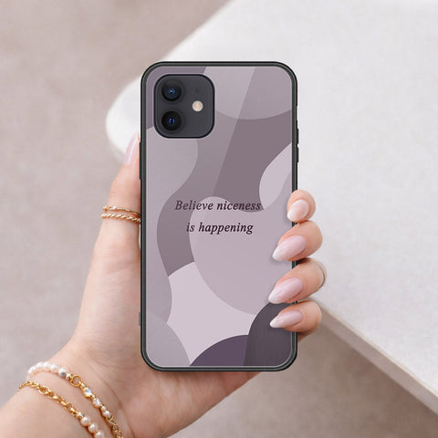 iPhone 12 Mini Cover - Happy Series - HQ Ultra Shine Premium Infinity Glass Soft Silicon Borders Case