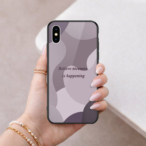 iPhone XS / X - Happy Series - HQ Ultra Shine Premium Infinity Glass Soft Silicon Borders Case