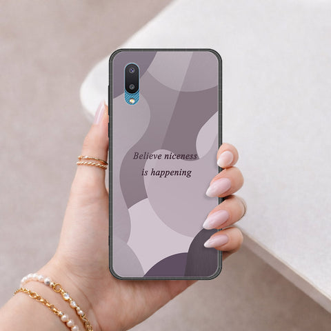 Samsung Galaxy A02 Cover - Happy Series - HQ Ultra Shine Premium Infinity Glass Soft Silicon Borders Case