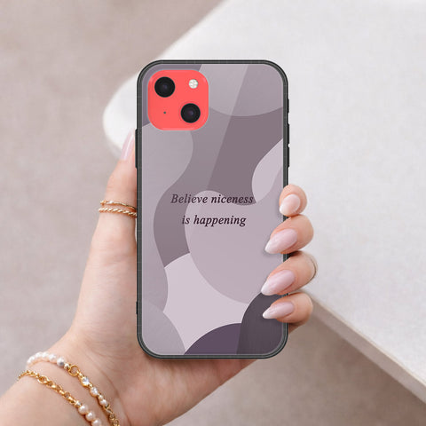 iPhone 13 Mini Cover - Happy Series - HQ Ultra Shine Premium Infinity Glass Soft Silicon Borders Case