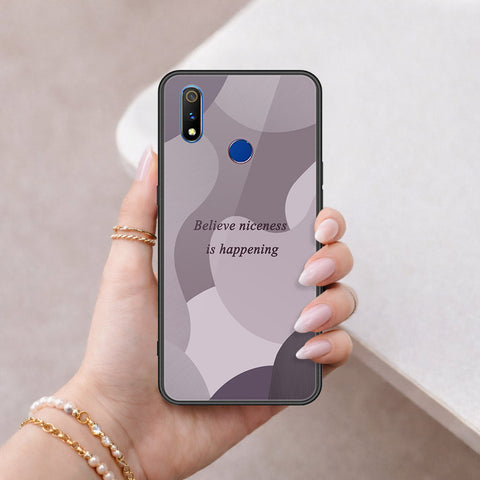 Realme 3 Cover - Happy Series - HQ Ultra Shine Premium Infinity Glass Soft Silicon Borders Case