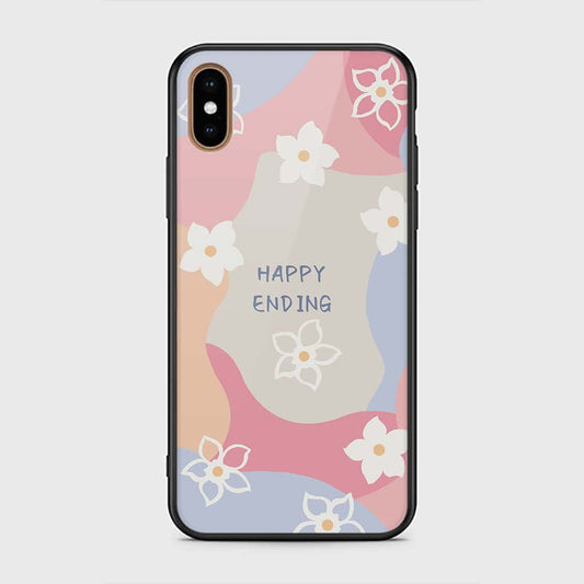 iPhone XS Max Cover - Happy Series - HQ Ultra Shine Premium Infinity Glass Soft Silicon Borders Case (Fast Delivery)