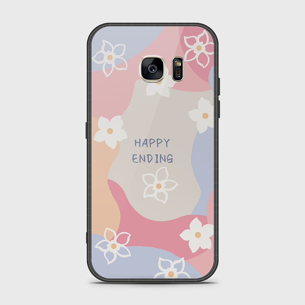 Samsung Galaxy S7 Cover- Happy Series - HQ Ultra Shine Premium Infinity Glass Soft Silicon Borders Case (Fast Delivery)
