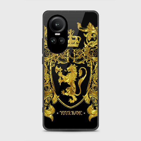 Oppo Reno 10 Cover- Gold Series - HQ Ultra Shine Premium Infinity Glass Soft Silicon Borders Case
