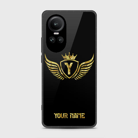 Oppo Reno 10 Cover- Gold Series - HQ Ultra Shine Premium Infinity Glass Soft Silicon Borders Case