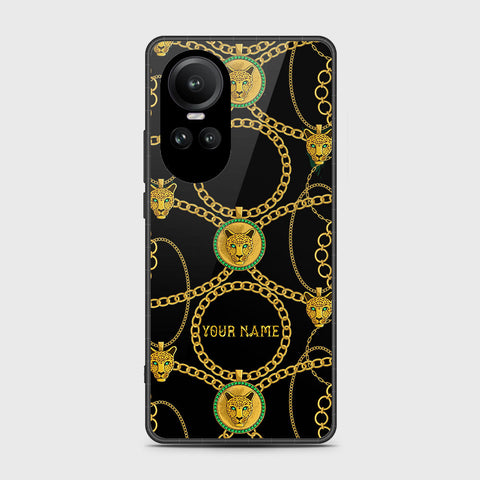 Oppo Reno 10 Cover- Gold Series - HQ Ultra Shine Premium Infinity Glass Soft Silicon Borders Case