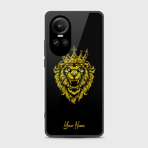 Oppo Reno 10 Cover- Gold Series - HQ Ultra Shine Premium Infinity Glass Soft Silicon Borders Case