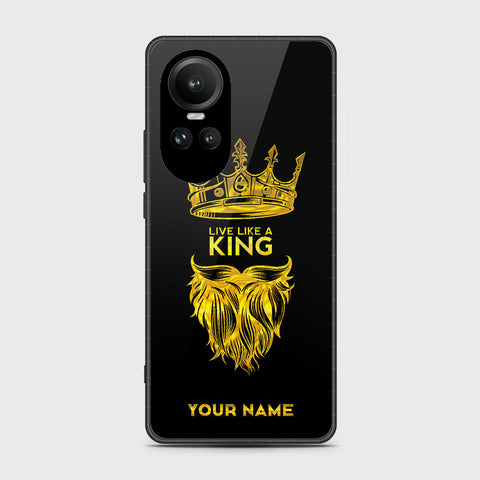 Oppo Reno 10 Cover- Gold Series - HQ Ultra Shine Premium Infinity Glass Soft Silicon Borders Case