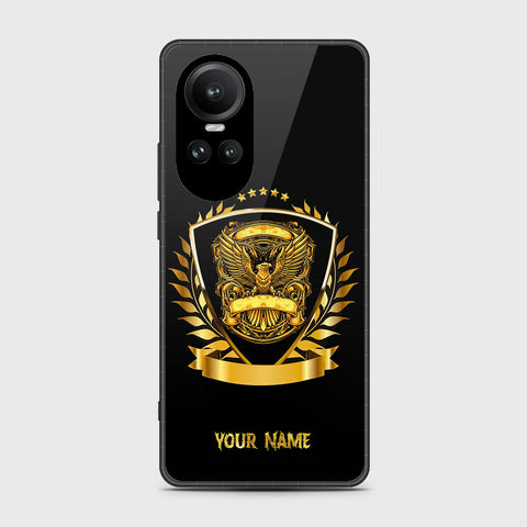 Oppo Reno 10 Cover- Gold Series - HQ Ultra Shine Premium Infinity Glass Soft Silicon Borders Case