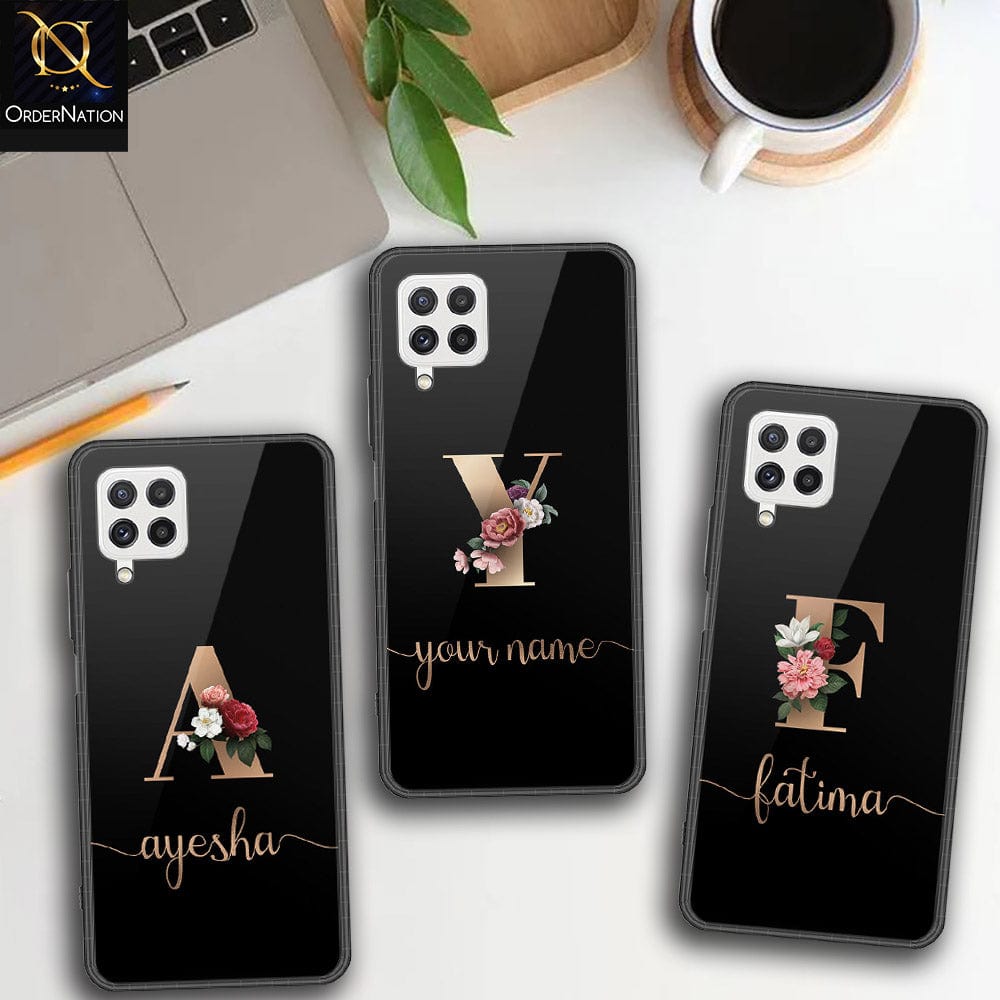 Samsung Galaxy M32 Cover - Personalized Alphabet Series - HQ Ultra Shine Premium Infinity Glass Soft Silicon Borders Case