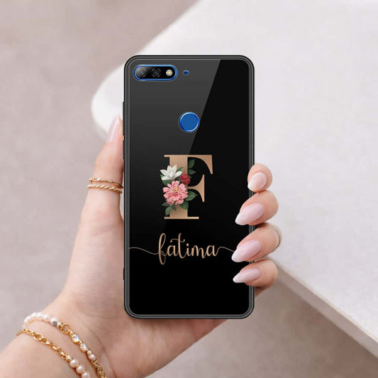 Huawei Y7 2018 Cover - Personalized Alphabet Series - HQ Ultra Shine Premium Infinity Glass Soft Silicon Borders Case
