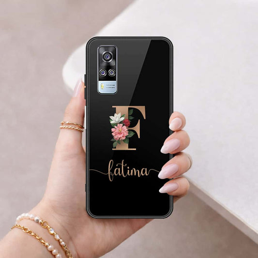 Vivo Y33 Cover - Personalized Alphabet Series - HQ Ultra Shine Premium Infinity Glass Soft Silicon Borders Case
