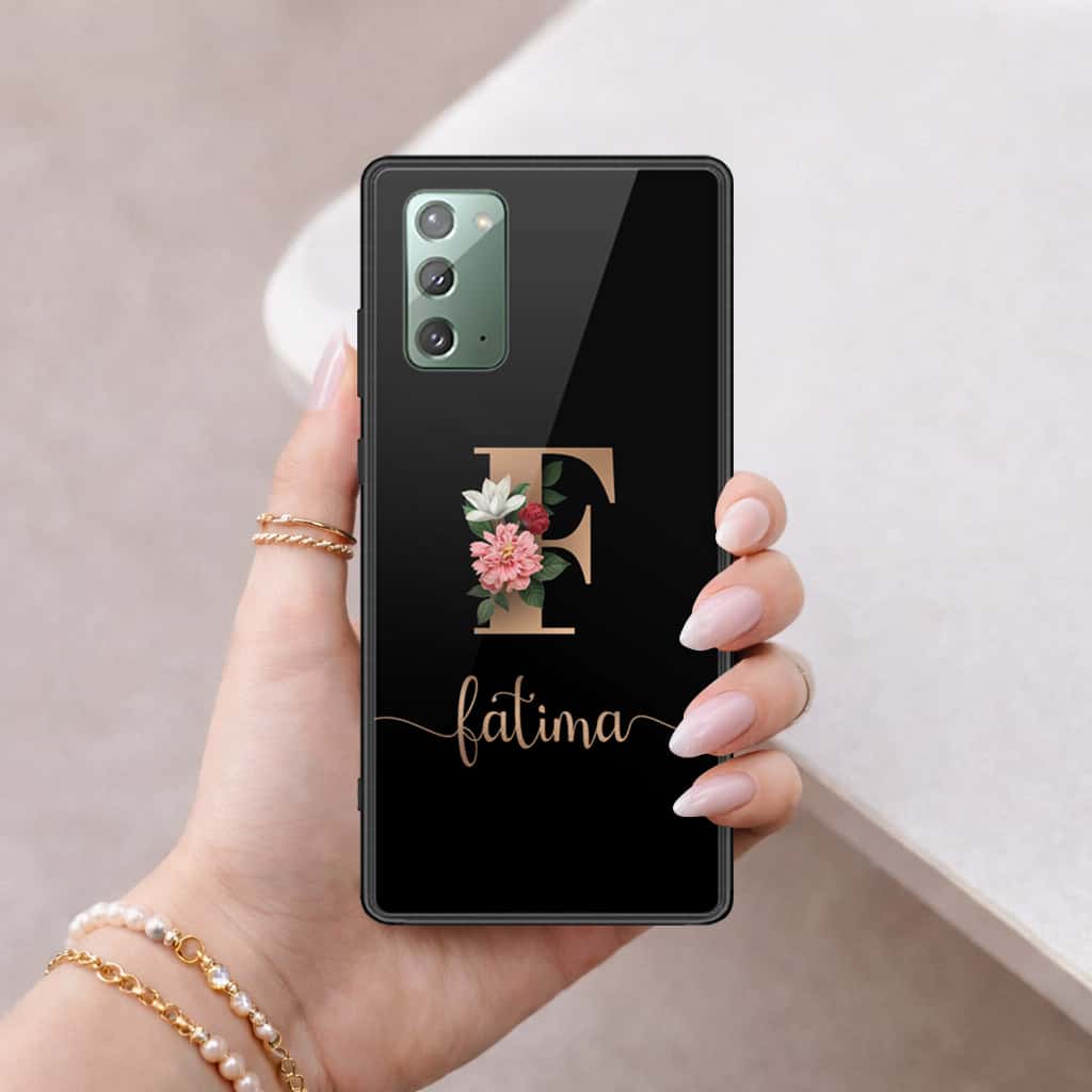 Samsung Galaxy Note 20 Cover - Personalized Alphabet Series - HQ Ultra Shine Premium Infinity Glass Soft Silicon Borders Case