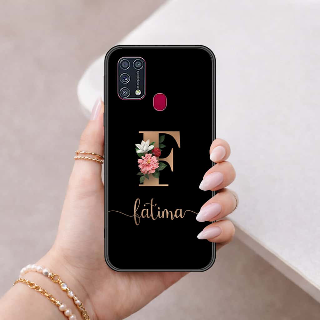 Samsung Galaxy M21s Cover - Personalized Alphabet Series - HQ Ultra Shine Premium Infinity Glass Soft Silicon Borders Case